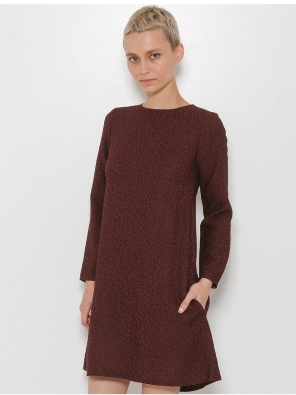 A.P.C. Chani Dress textured long sleeve dress large